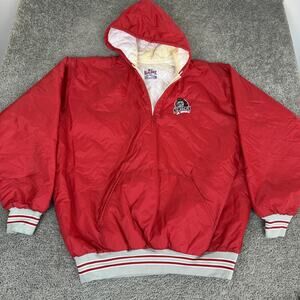 VTG New Lenox Jr Knights Hooded Jacket Mens 5XL Red Football Game Sportswear USA